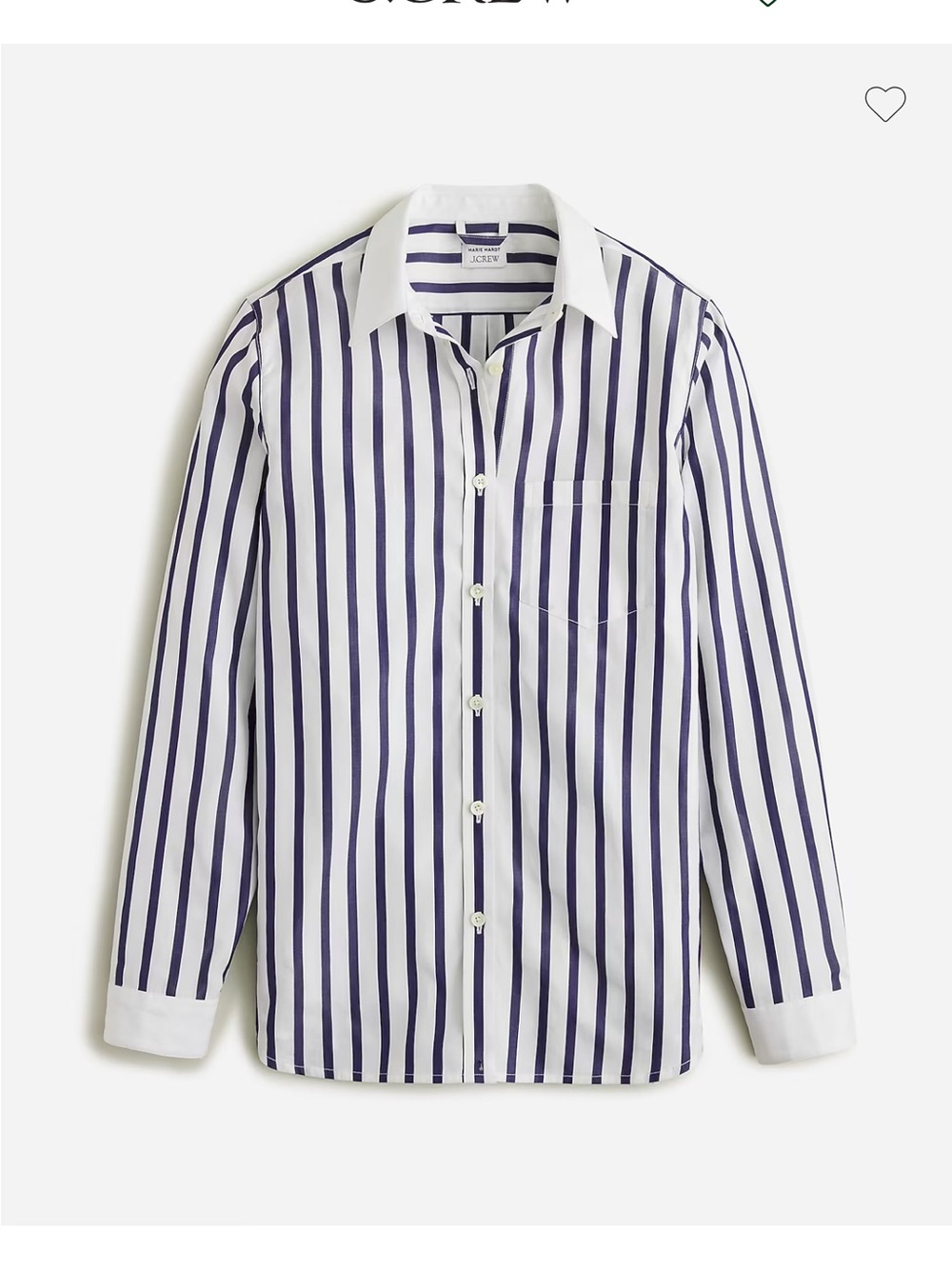J. Crew Marie Marot Navy and White Vertical Stripe Dress Shirt